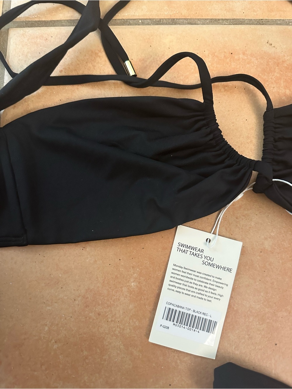 Monday Swimwear Black Tie-Halter Bikini Set - Picture 2 of 8